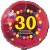 Luftballon aus Folie, 30. Geburtstag, Herzlichen Glückwunsch Ballons, rot, ohne Helium