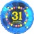 Luftballon aus Folie, 31. Geburtstag, Herzlichen Glückwunsch Ballons, blau, ohne Helium