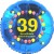 Luftballon aus Folie, 39. Geburtstag, Herzlichen Glückwunsch Ballons, blau, ohne Helium