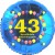 Luftballon aus Folie, 43. Geburtstag, Herzlichen Glückwunsch Ballons, blau, ohne Helium