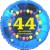 Luftballon aus Folie, 44. Geburtstag, Herzlichen Glückwunsch Ballons, blau, ohne Helium