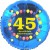 Luftballon aus Folie, 45. Geburtstag, Herzlichen Glückwunsch Ballons, blau, ohne Helium