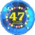 Luftballon aus Folie, 47. Geburtstag, Herzlichen Glückwunsch Ballons, blau, ohne Helium