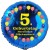Luftballon aus Folie, 5. Geburtstag, Herzlichen Glückwunsch Ballons, blau, ohne Helium