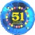 Luftballon aus Folie, 51. Geburtstag, Herzlichen Glückwunsch Ballons, blau, ohne Helium