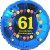 Luftballon aus Folie, 61. Geburtstag, Herzlichen Glückwunsch Ballons, blau, ohne Helium