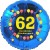 Luftballon aus Folie, 62. Geburtstag, Herzlichen Glückwunsch Ballons, blau, ohne Helium