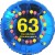 Luftballon aus Folie, 63. Geburtstag, Herzlichen Glückwunsch Ballons, blau, ohne Helium
