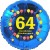Luftballon aus Folie, 64. Geburtstag, Herzlichen Glückwunsch Ballons, blau, ohne Helium