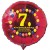 Luftballon aus Folie, 7. Geburtstag, Herzlichen Glückwunsch Ballons, rot, ohne Helium