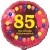 Luftballon aus Folie, 85. Geburtstag, Herzlichen Glückwunsch Ballons, rot, ohne Helium