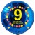Luftballon aus Folie, 9. Geburtstag, Herzlichen Glückwunsch Ballons, blau, ohne Helium