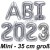 Abi 2023, Luftballons aus Folie in Silber zur Abiturfeier, ungefüllt zur Befüllung mit Luft