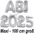 Abi 2025, große Buchstaben-Luftballon aus Folie mit/ohne Helium, Silber, zur Abiturfeier