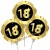 Mini-Luftballon aus Folie, Zahl 18 Schwarz/Gold, 3 Stück, selbstaufblasend