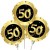 Mini-Luftballon aus Folie, Zahl 50 Schwarz/Gold, 3 Stück, selbstaufblasend