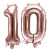 Zahlen-Luftballons aus Folie, Zahl 10 zum 10. Geburtstag und Jubiläum, Rosegold, 35 cm