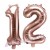 Zahlen-Luftballons aus Folie, Zahl 12 zum 12. Geburtstag und Jubiläum, Rosegold, 35 cm