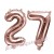Zahlen-Luftballons aus Folie, Zahl 27 zum 27. Geburtstag und Jubiläum, Rosegold, 35 cm