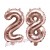 Zahlen-Luftballons aus Folie, Zahl 28 zum 28. Geburtstag und Jubiläum, Rosegold, 35 cm