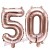 Zahlen-Luftballons aus Folie, Zahl 50 zum 50. Geburtstag und Jubiläum, Rosegold, 35 cm