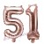 Zahlen-Luftballons aus Folie, Zahl 51 zum 51. Geburtstag und Jubiläum, Rosegold, 35 cm