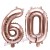 Zahlen-Luftballons aus Folie, Zahl 60 zum 60. Geburtstag und Jubiläum, Rosegold, 35 cm