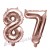 Zahlen-Luftballons aus Folie, Zahl 87 zum 87.Geburtstag und Jubiläum, Rosegold, 35 cm