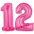Luftballons aus Folie Zahl 12, Pink, 100 cm mit Helium zum 12. Geburtstag