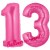 Luftballons aus Folie Zahl 13, Pink, 100 cm mit Helium zum 13. Geburtstag