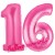 Luftballons aus Folie Zahl 16, Pink, 100 cm mit Helium zum 16. Geburtstag