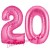 Luftballons aus Folie Zahl 20, Pink, 100 cm mit Helium zum 20. Geburtstag