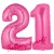 Luftballons aus Folie Zahl 21, Pink, 100 cm mit Helium zum 21. Geburtstag