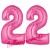 Luftballons aus Folie Zahl 22, Pink, 100 cm mit Helium zum 22. Geburtstag