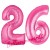Luftballons aus Folie Zahl 26, Pink, 100 cm mit Helium zum 26. Geburtstag