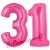 Luftballons aus Folie Zahl 31, Pink, 100 cm mit Helium zum 31. Geburtstag