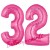 Luftballons aus Folie Zahl 32, Pink, 100 cm mit Helium zum 32. Geburtstag