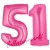 Luftballons aus Folie Zahl 51,Pink, 100 cm mit Helium zum 51. Geburtstag