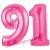 Luftballons aus Folie Zahl 91, Pink, 100 cm mit Helium zum 91. Geburtstag