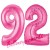 Luftballons aus Folie Zahl 92, Pink, 100 cm mit Helium zum 92. Geburtstag