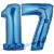 Luftballons aus Folie Zahl 17, Blau, 100 cm mit Helium zum 17. Geburtstag