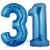 Luftballons aus Folie Zahl 31, Blau, 100 cm mit Helium zum 31. Geburtstag