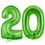 Luftballons aus Folie Zahl 20, Grün, 100 cm mit Helium zum 20. Geburtstag