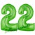 Luftballons aus Folie Zahl 22, Grün, 100 cm mit Helium zum 22. Geburtstag