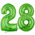 Luftballons aus Folie Zahl 28, Grün, 100 cm mit Helium zum 28. Geburtstag