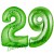 Luftballons aus Folie Zahl 29, Grün, 100 cm mit Helium zum 29. Geburtstag
