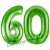 Luftballons aus Folie Zahl 60, Grün, 100 cm mit Helium zum 60. Geburtstag