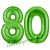 Luftballons aus Folie Zahl 80, Grün, 100 cm mit Helium zum 80. Geburtstag