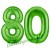 Luftballons aus Folie Zahl 80, Grün, 100 cm mit Helium zum 80. Geburtstag