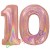 Luftballons aus Folie Zahl 10, Rosegold, holografisch, 100 cm mit Helium zum 10. Geburtstag